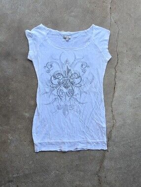 vtg y2k guess cyber grunge tattoo top Xl